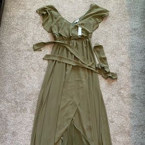 Olive green high-low dress